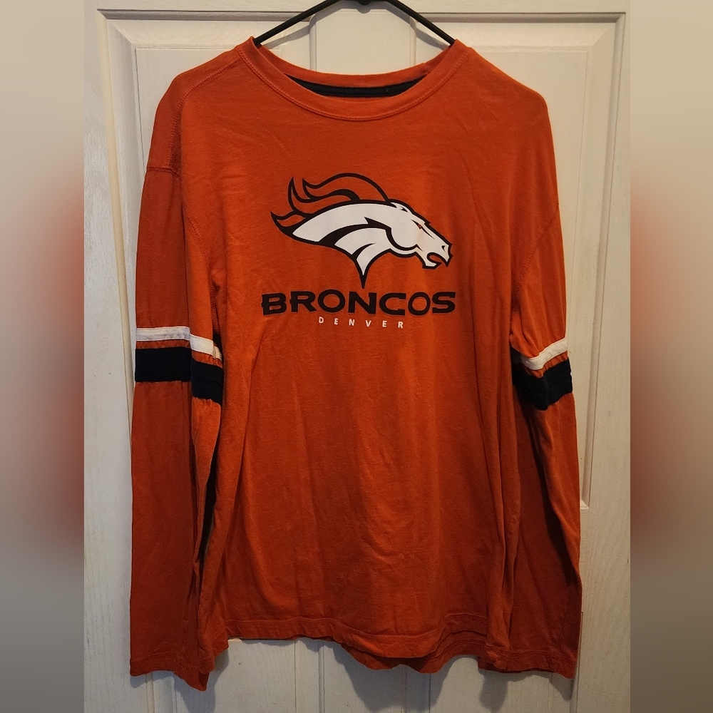 NFL Denver Broncos Orange Long Sleeve Tee Womens Size Large